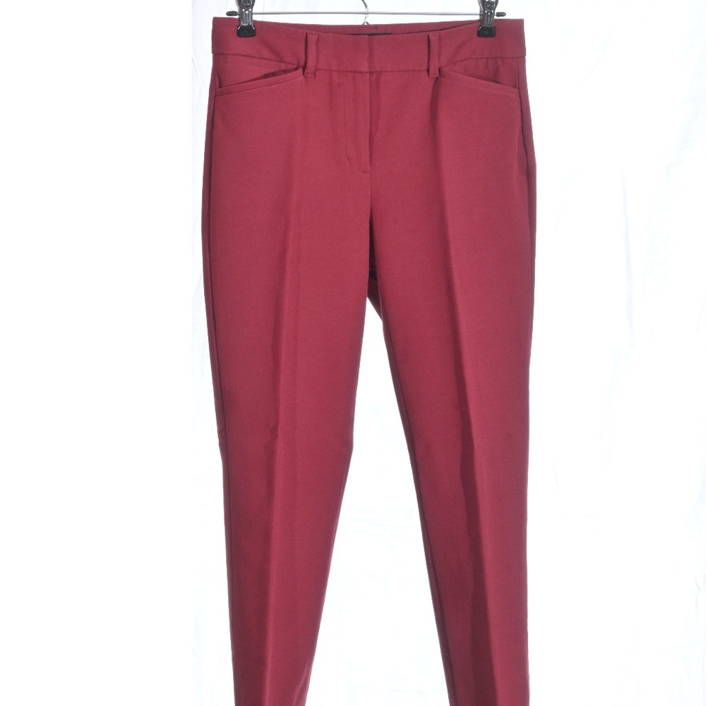 WHBM Tapered Ankle-length Burgundy Work Pants, 0